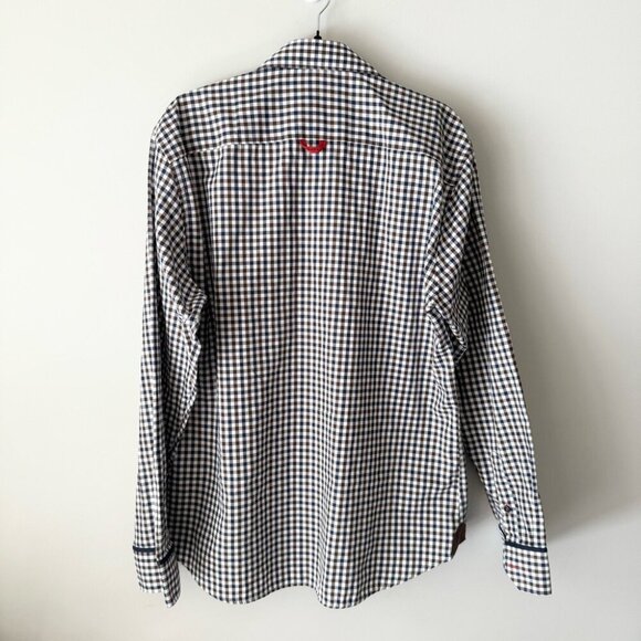 7 Downie St Plaid Brown Checkered Button Shirt - Picture 2 of 15